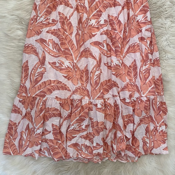 Bardot Linen Blend Pink Palm Leaf Halter Neck Flowy Tropica Midi Dress Revolve - Picture 4 of 13